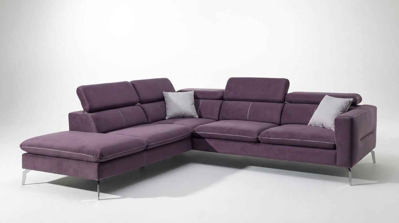 Moderne Ecksofa Couch Lila Sitz Polster Ecke Garnitur Eck Stoff Sofas Couchen