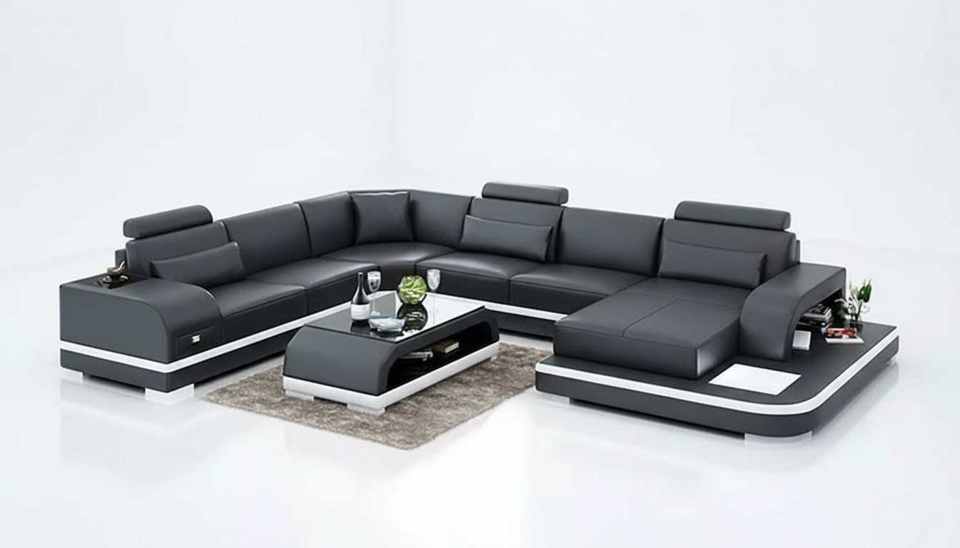 Moderne Ecksofa Polster Wohnlandschaft Design Eckcouch Sofa Sitz Garnituren 2tlg