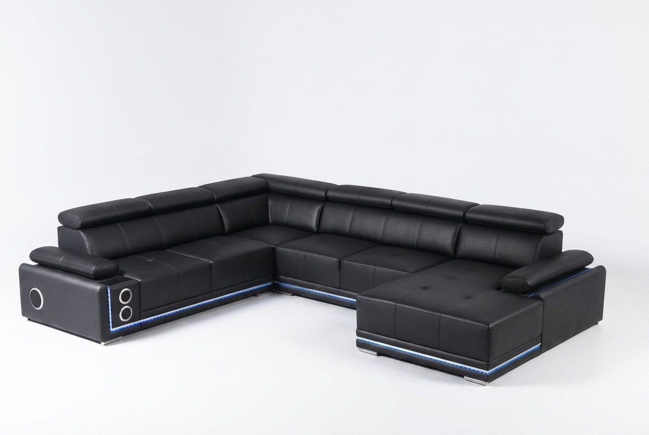Moderne Ecksofa Wohnlandschaft Couch Eckgarnitur Led Linie Beleuchtet