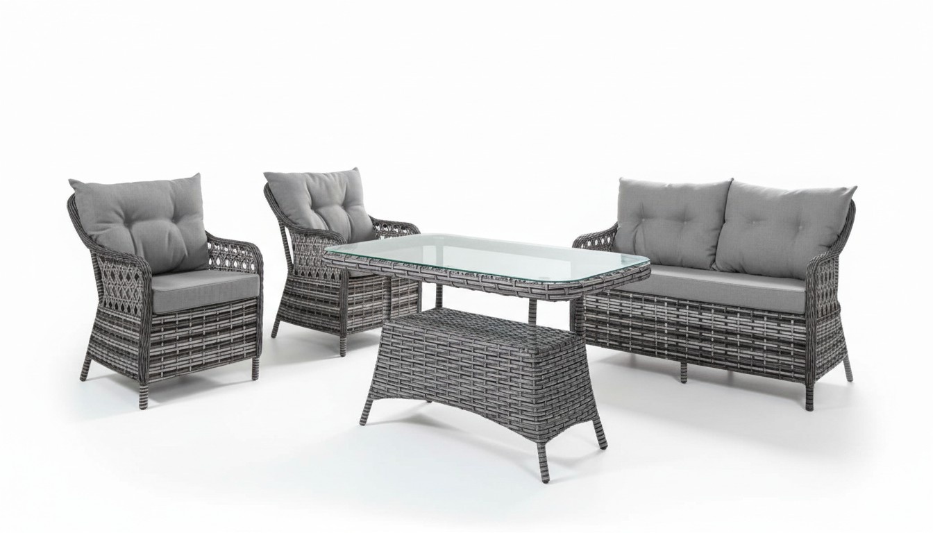 Moderne Gartenmöbel Luxus Sofagarnitur Tisch Hocker Sessel Sitzgruppe