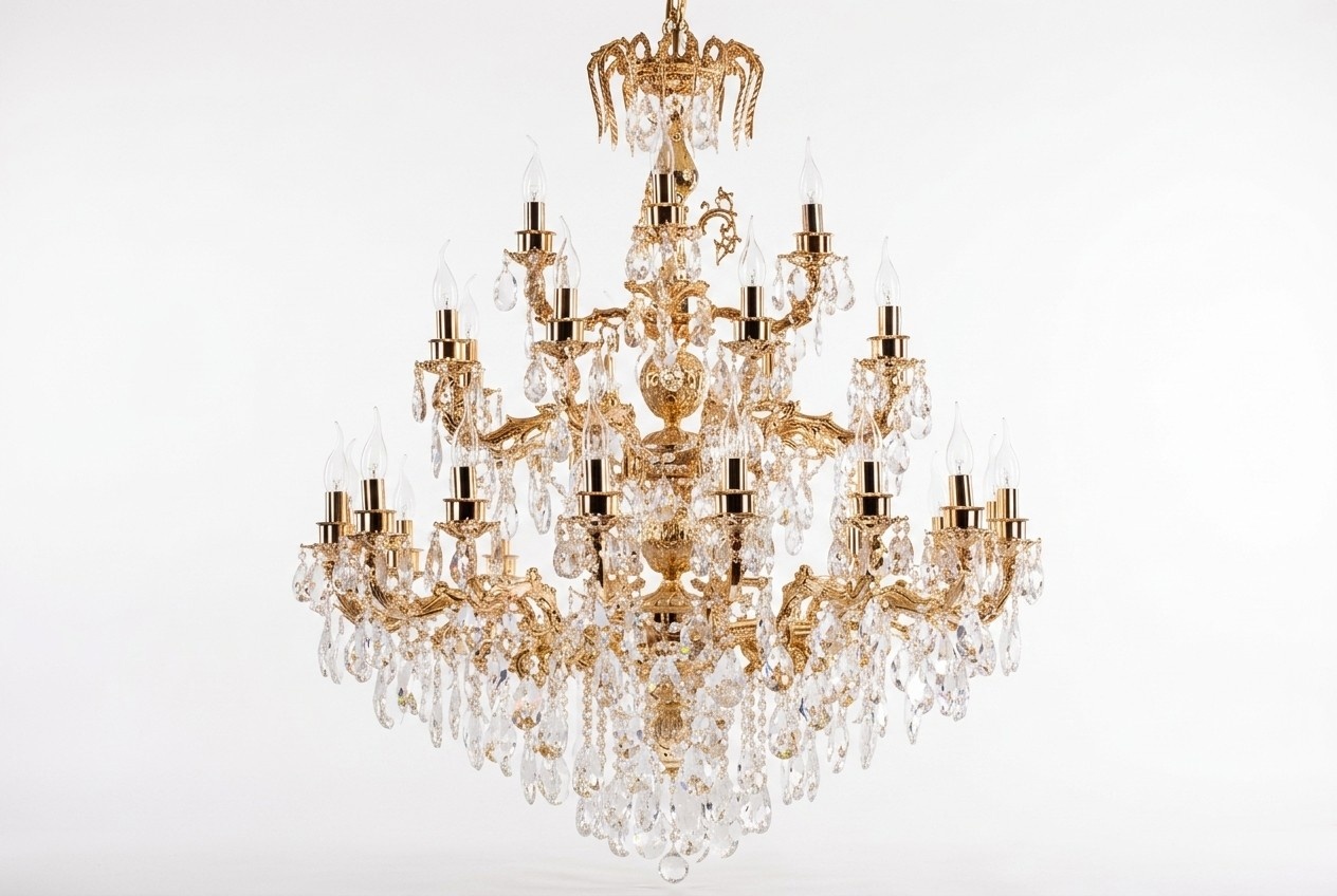 Moderne Kronleuchter Leuchte klassisch Luxus Wohnzimmer Brass Kristall