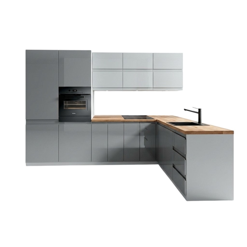Moderne Küche L Zeile Küchen Schrank Design Möbel Maßfertigung Küchenzeile Grau