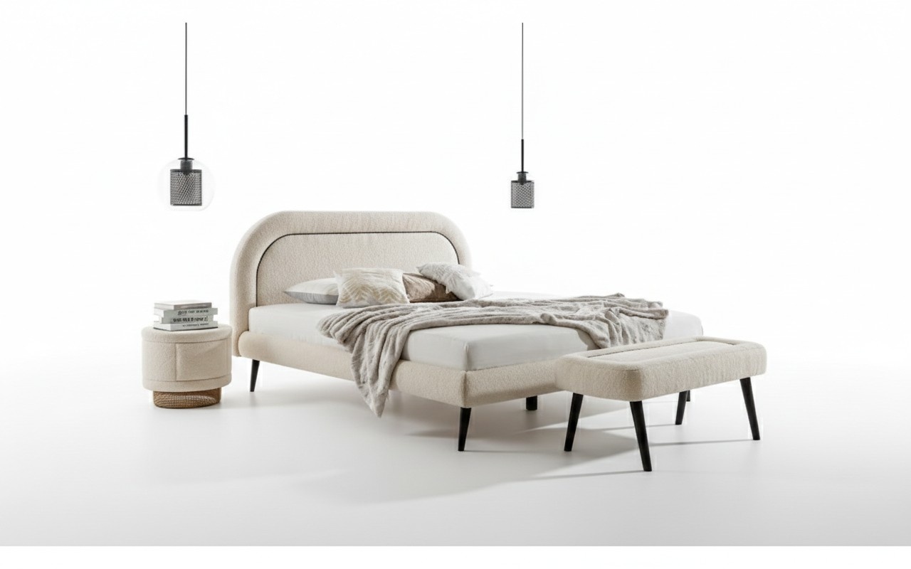 Moderne Schlafzimmer Möbel Kuschelbett Schlafbett Bank 2x Nachttische