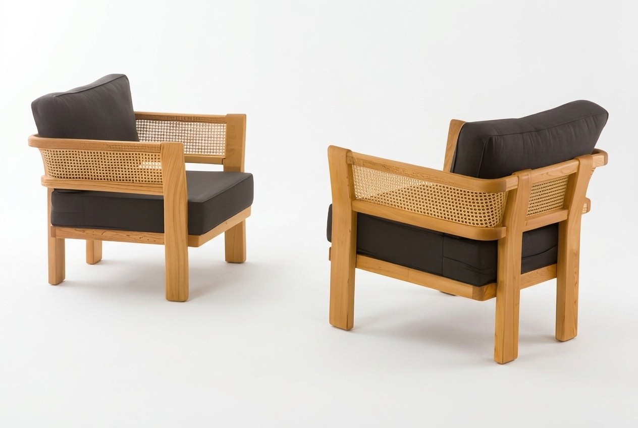 Moderne schwarze Holz-Textil Sessel im zeitgenössischen Design