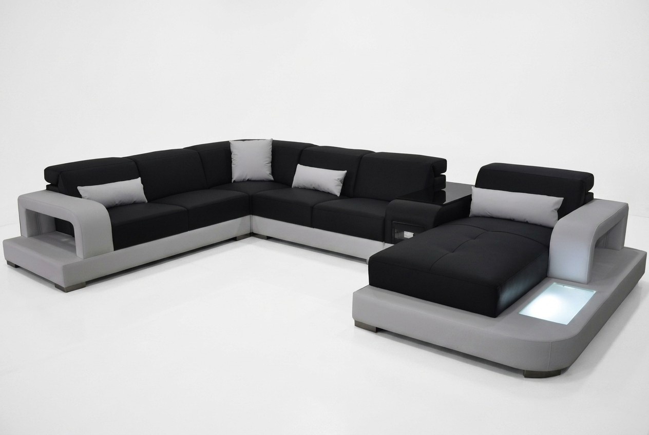 Moderne Sitz Polster Wohnlandschaft Wohnzimmer Couch Polster Ecke USB + Licht