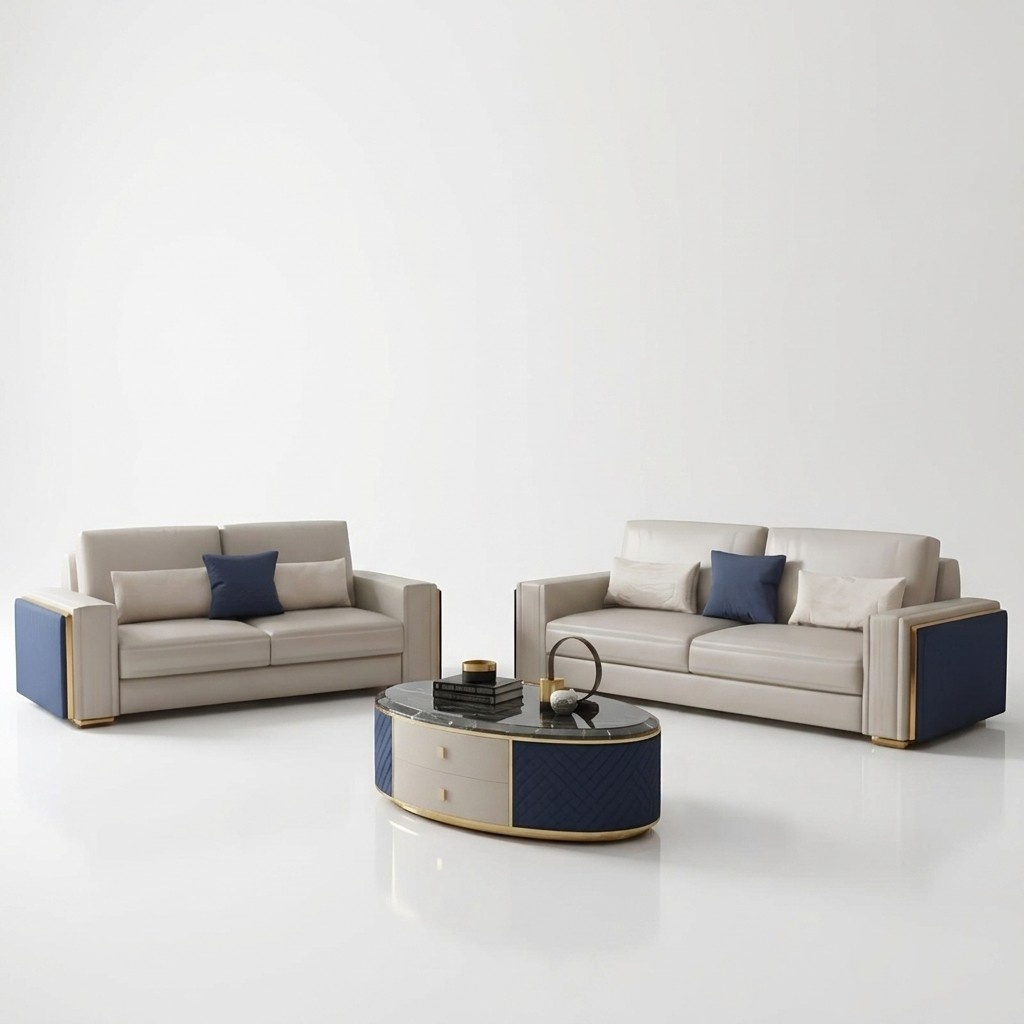 Moderne Sofas Ledersofa Couch Wohnlandschaft Sofa Sitz Sofagarnitur 3+2 Design