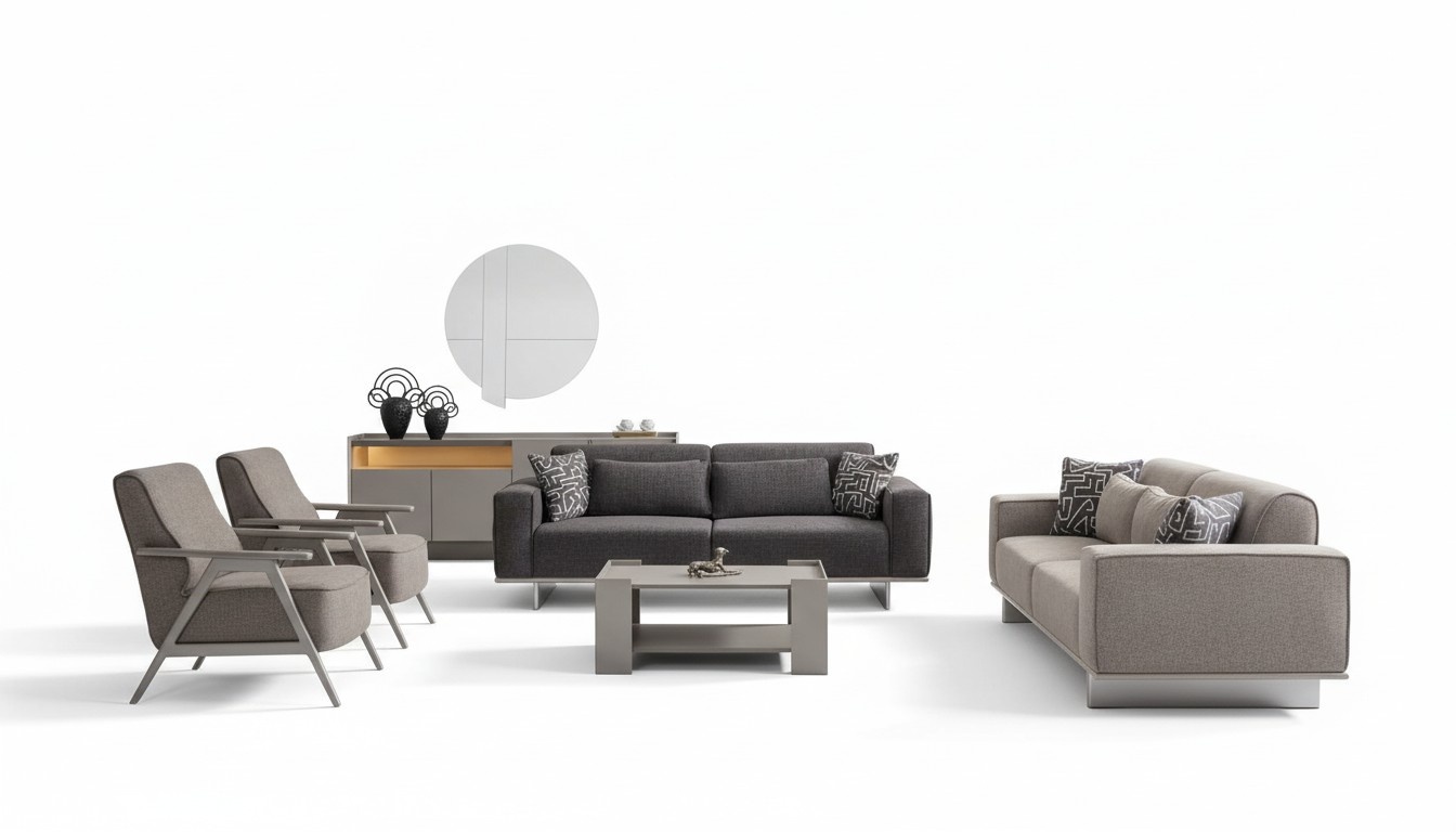 Moderne Stoff Polster Sofagarnitur Couch Sofa Set Couchen Sitzmöbel 4tlg.
