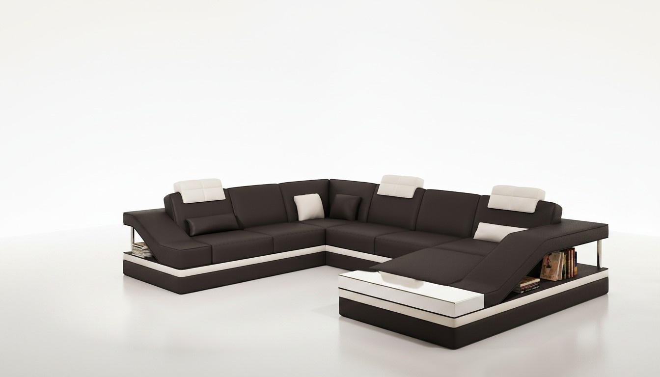 Moderne Wohnzimmer Ecksofa Wohnlandschaft Big XXL Leder Sofa Couch