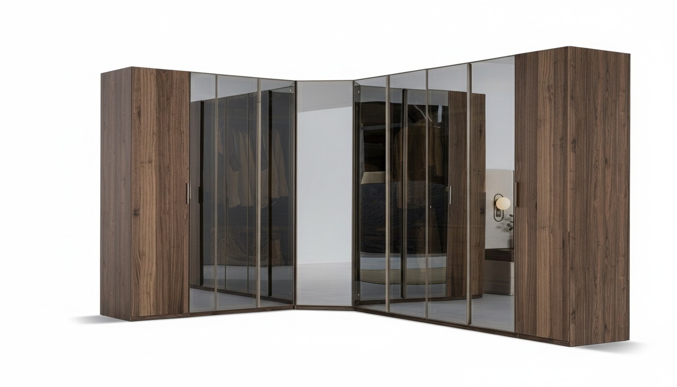 Moderner Braun Eckschrank Designer Regalschrank Holzschrank Luxus Möbel