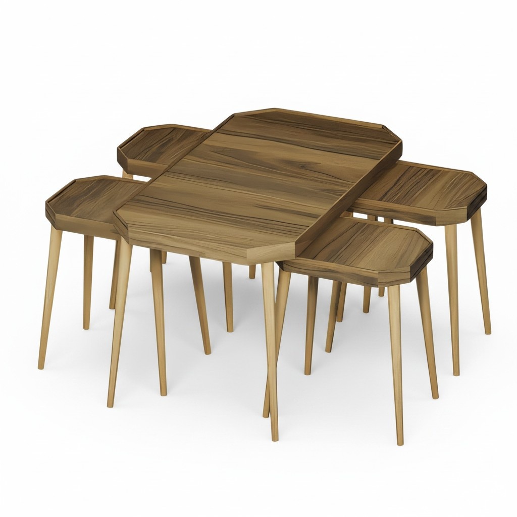 Beistelltisch Set 5 Teile aus Holz mit Modernem Design