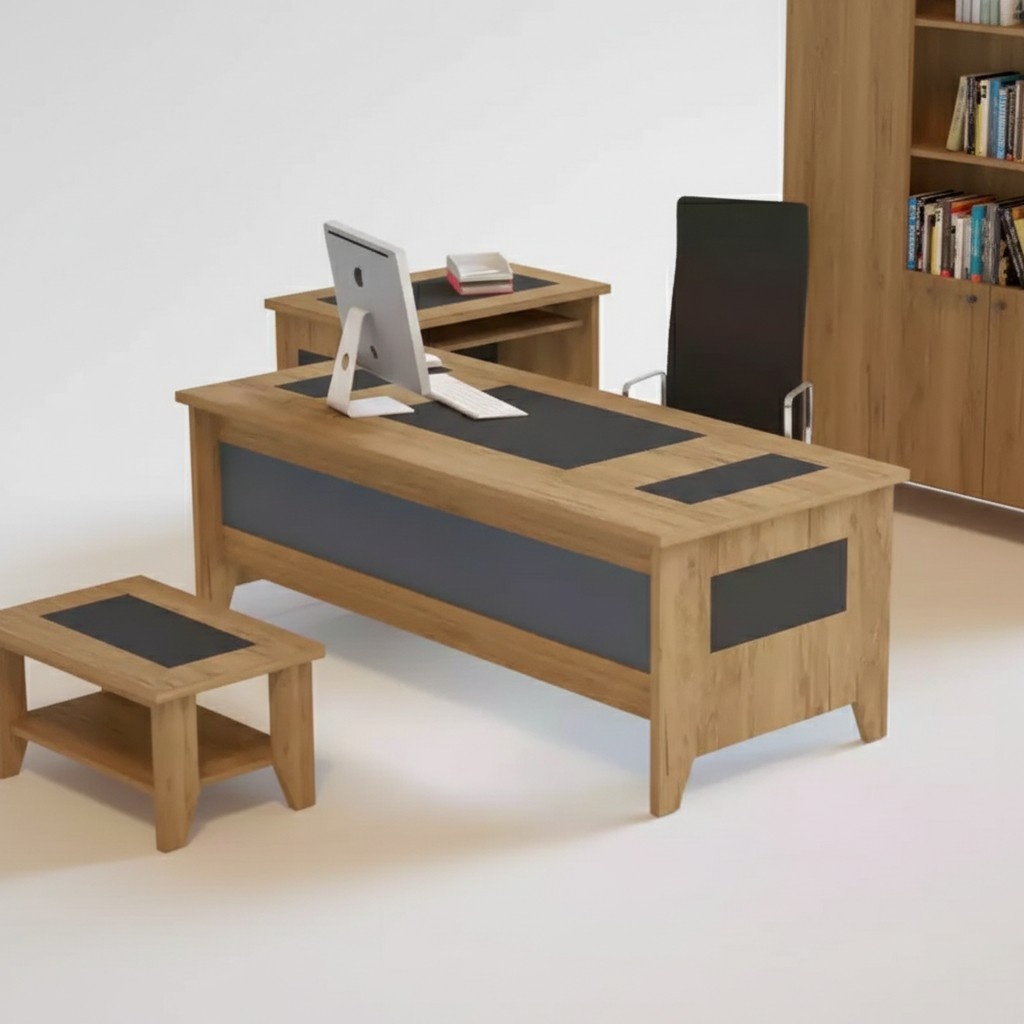 Moderner Brauner Schreibtisch Luxus Erweiterbare Möbel Holz Büro Neu