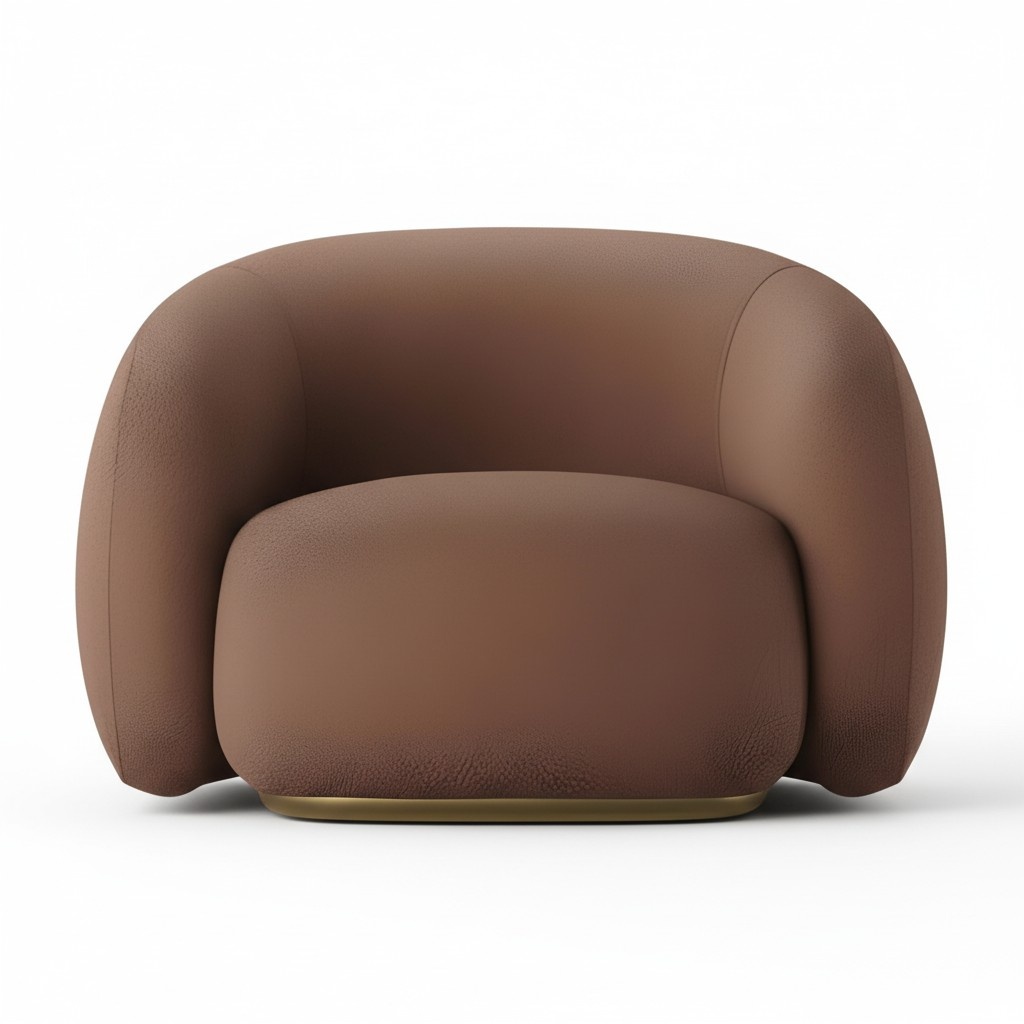 Moderner brauner Stoffsessel aus Holz