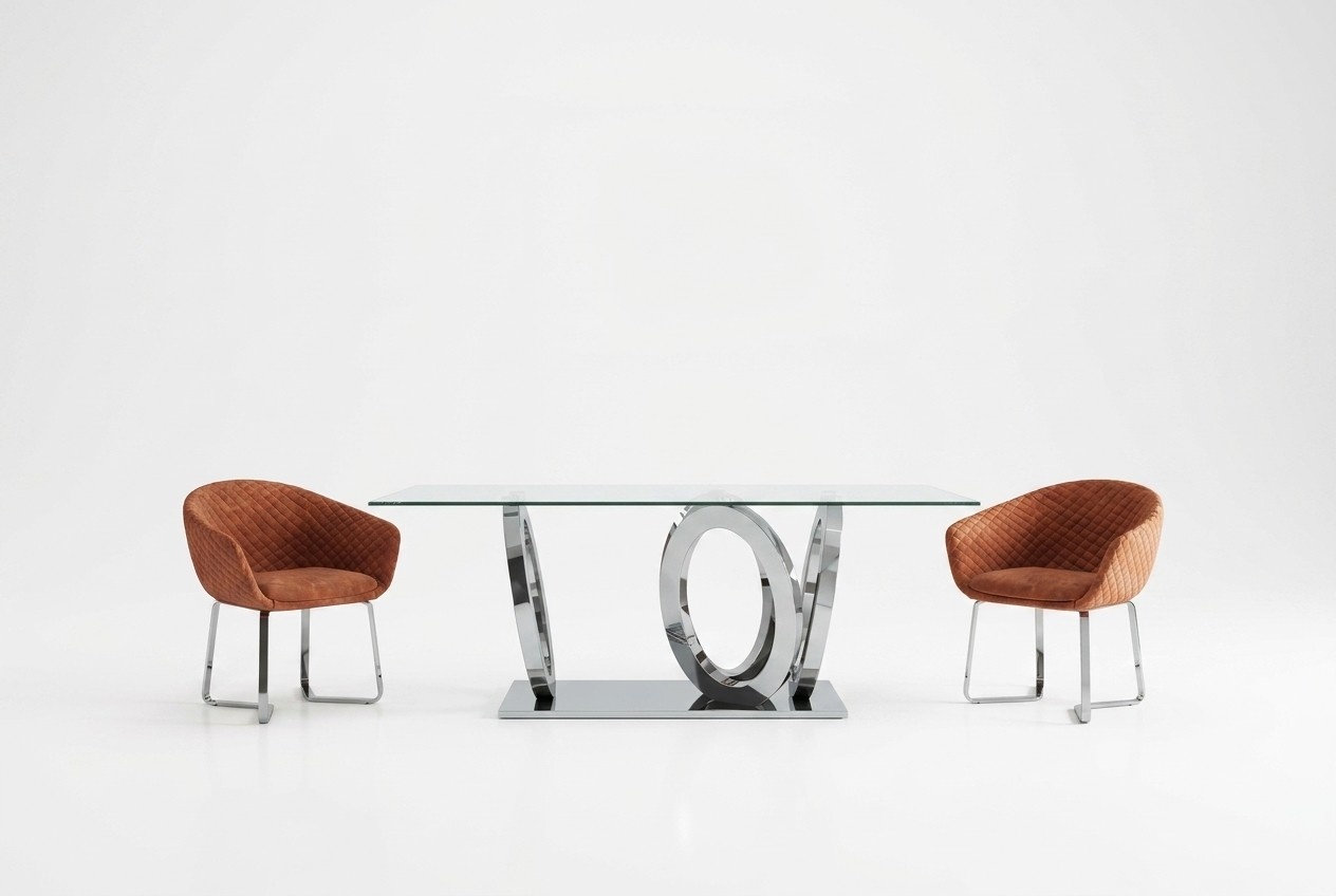 Moderner Designer Esszimmer Esstisch Küchentisch Glasplatte Stil Möbel