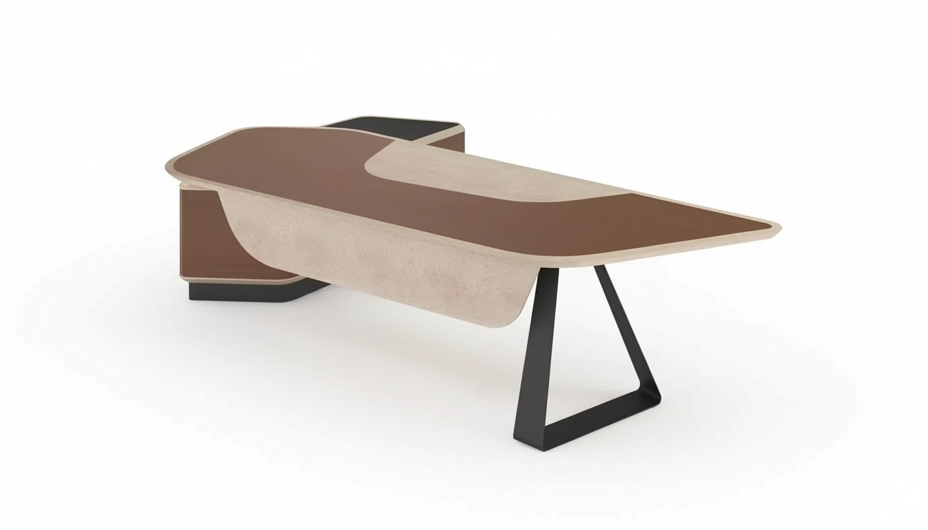 Moderner Eckschreibtisch Büromöbel Cheftisch Chefschreibtisch Braun