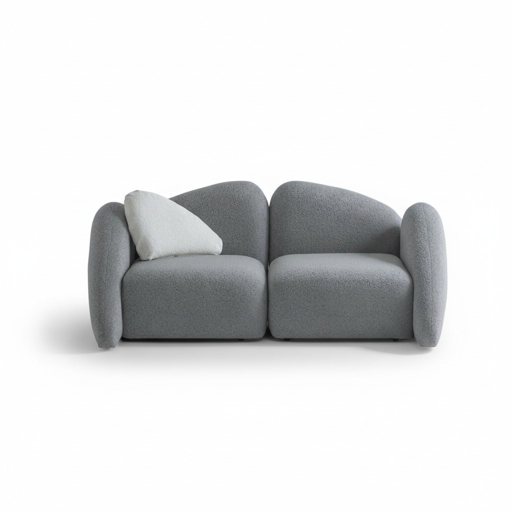 Moderner grauer 3-Sitzer Stoffsofa mit Holzrahmen