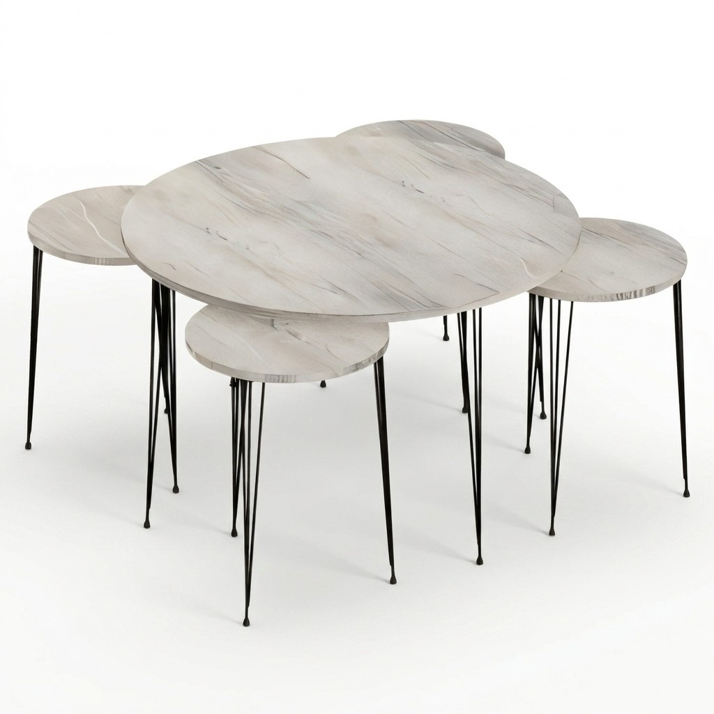 Design Couchtisch Set Rund mit Ablage