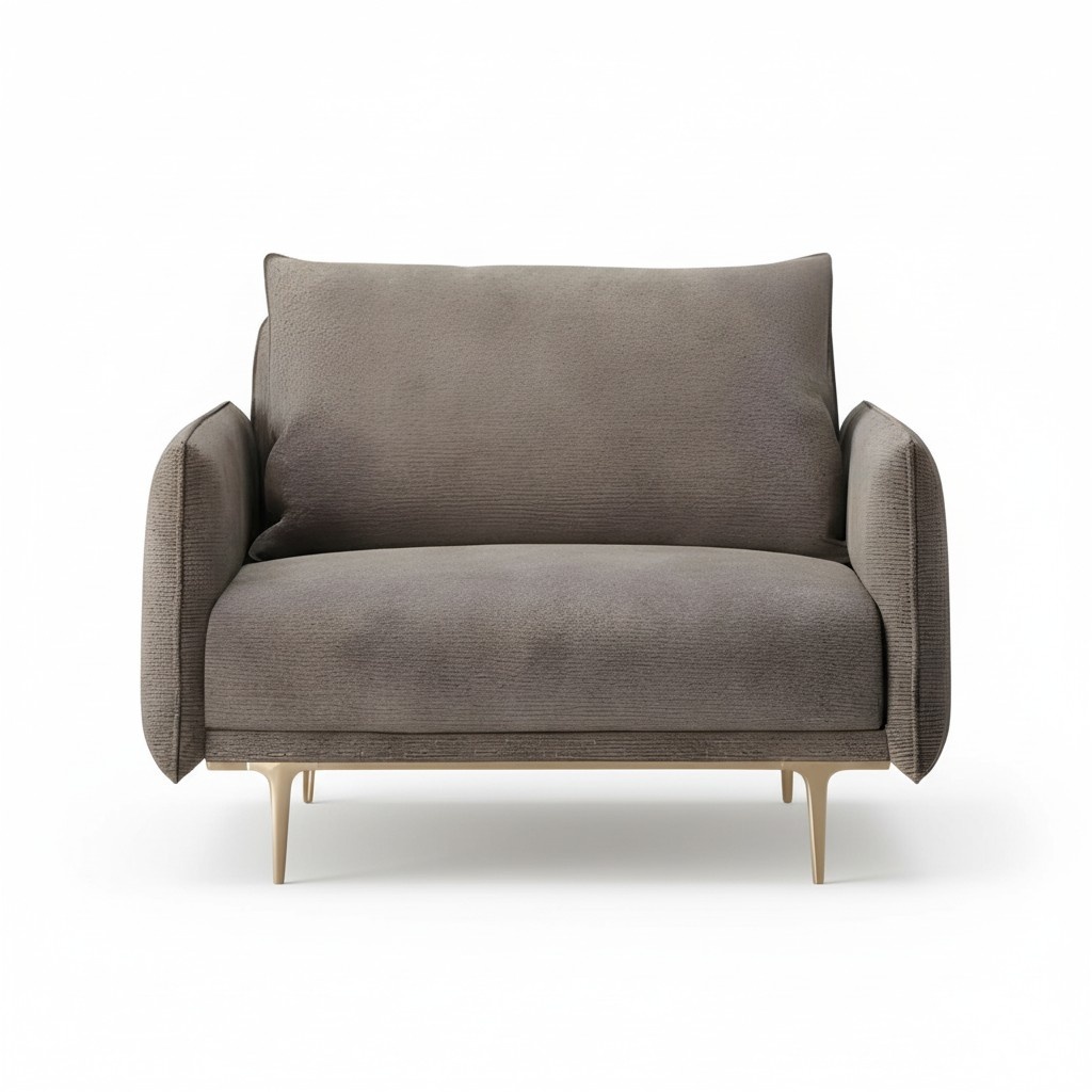 Moderner grauer Stoffsessel aus Holzrahmen