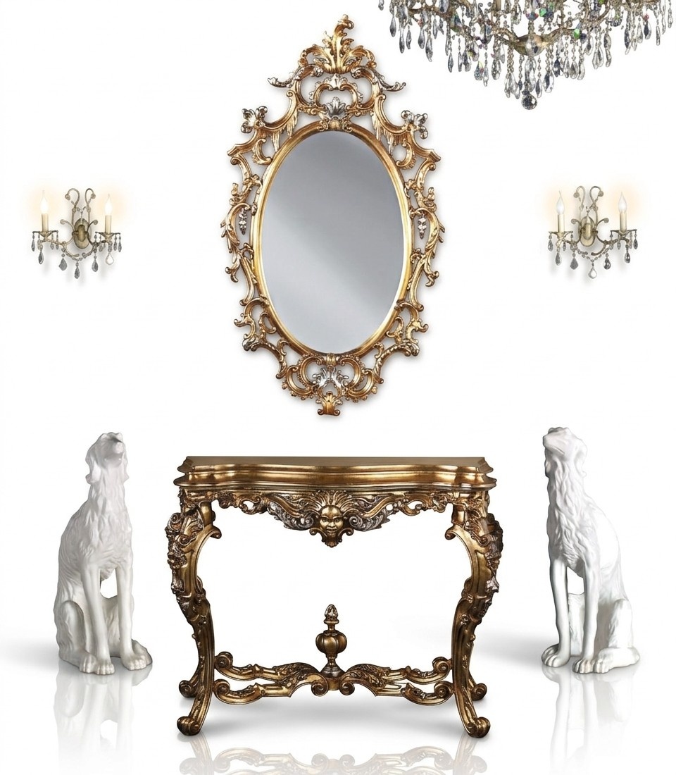 Moderner Großer Luxus Spiegel Wandspiegel Echt Holz Rahmen Hängespiegel Luxus Möbel