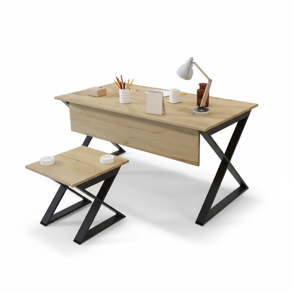 Moderner Hellbrauner Holztisch Arbeitstische Büromöbel Designer Pult