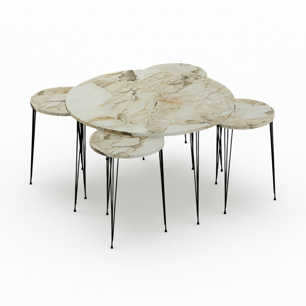 Design Beistelltisch Set Weiß & Schwarz