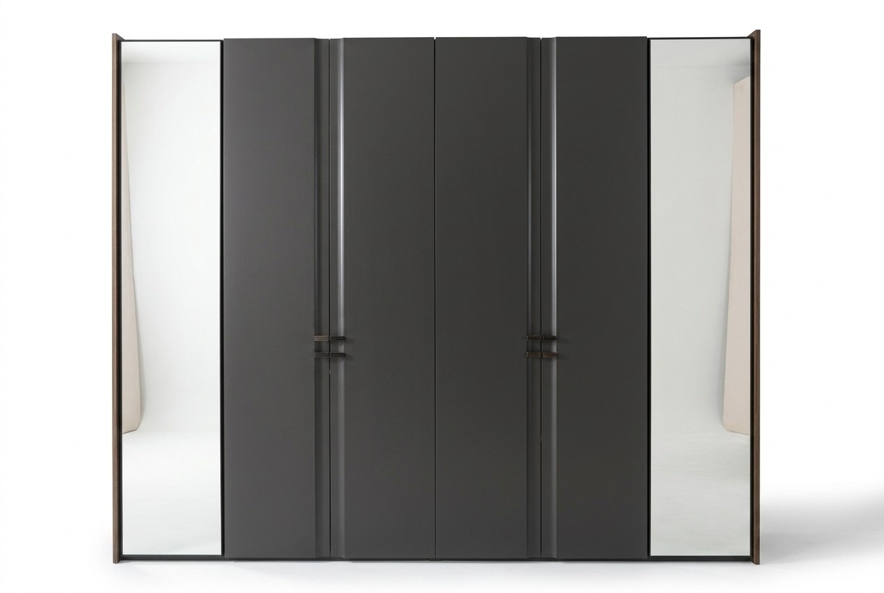Moderner Kleiderschrank Luxus Schrank Holz Schränke Glas Taupe Schlafzimmer