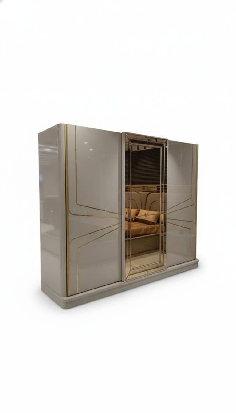 Moderner Kleiderschrank Luxus Schrank Holz Schränke Glas Hochglanz Schlafzimer