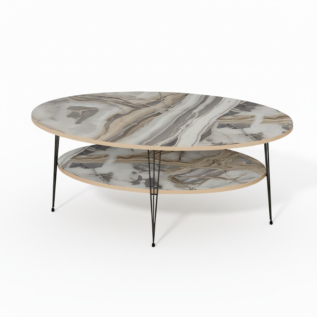 Moderner Mehrfarbiger Couchtisch aus Holz