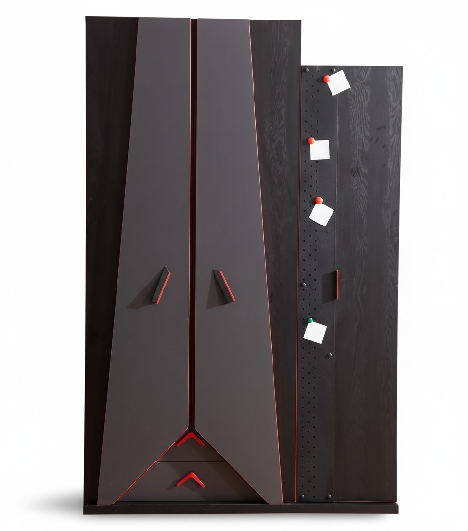 Moderner schwarz-roter Kinderzimmer Kleiderschrank Gamer Holzschrank