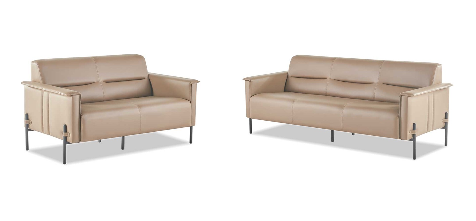Moderner Set 3-Sitzer 2-Sitzer Sofas Ledersofas Edelstahl Komplett Leder