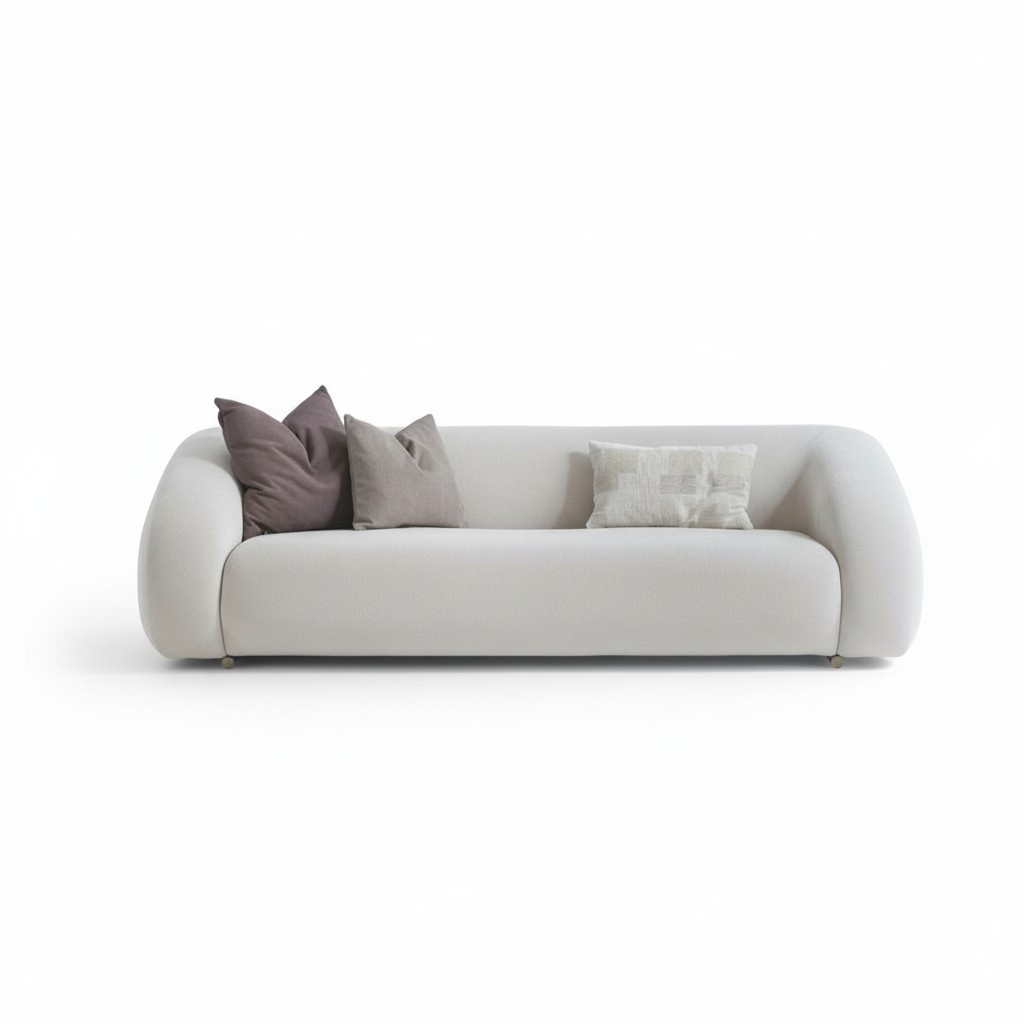 Moderner weißer 3-Sitzer Sofa aus Textil mit elegantem Design