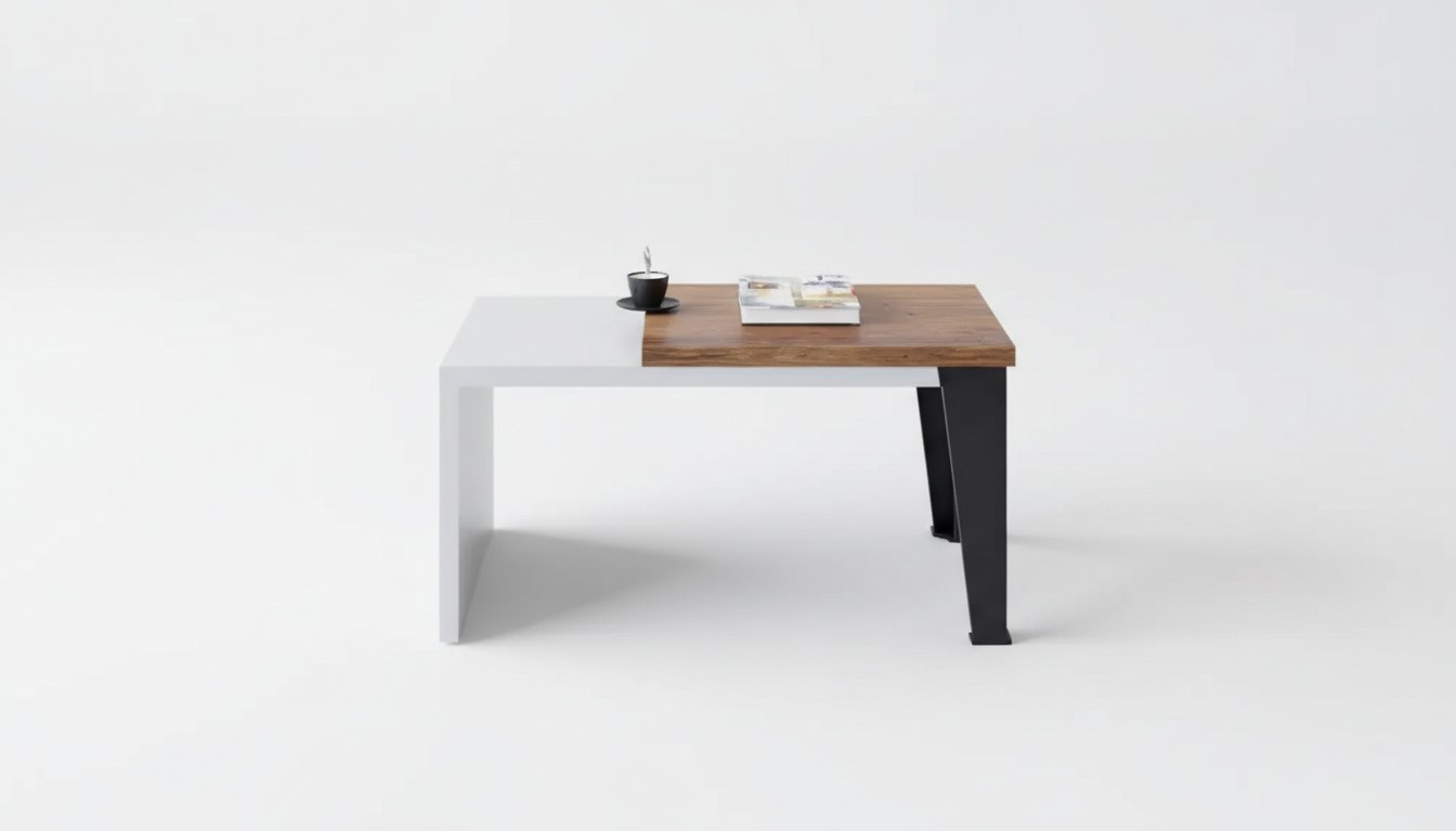 Moderner Zweifarbiger Couchtisch Luxus Beistelltisch Büro Holzmöbel