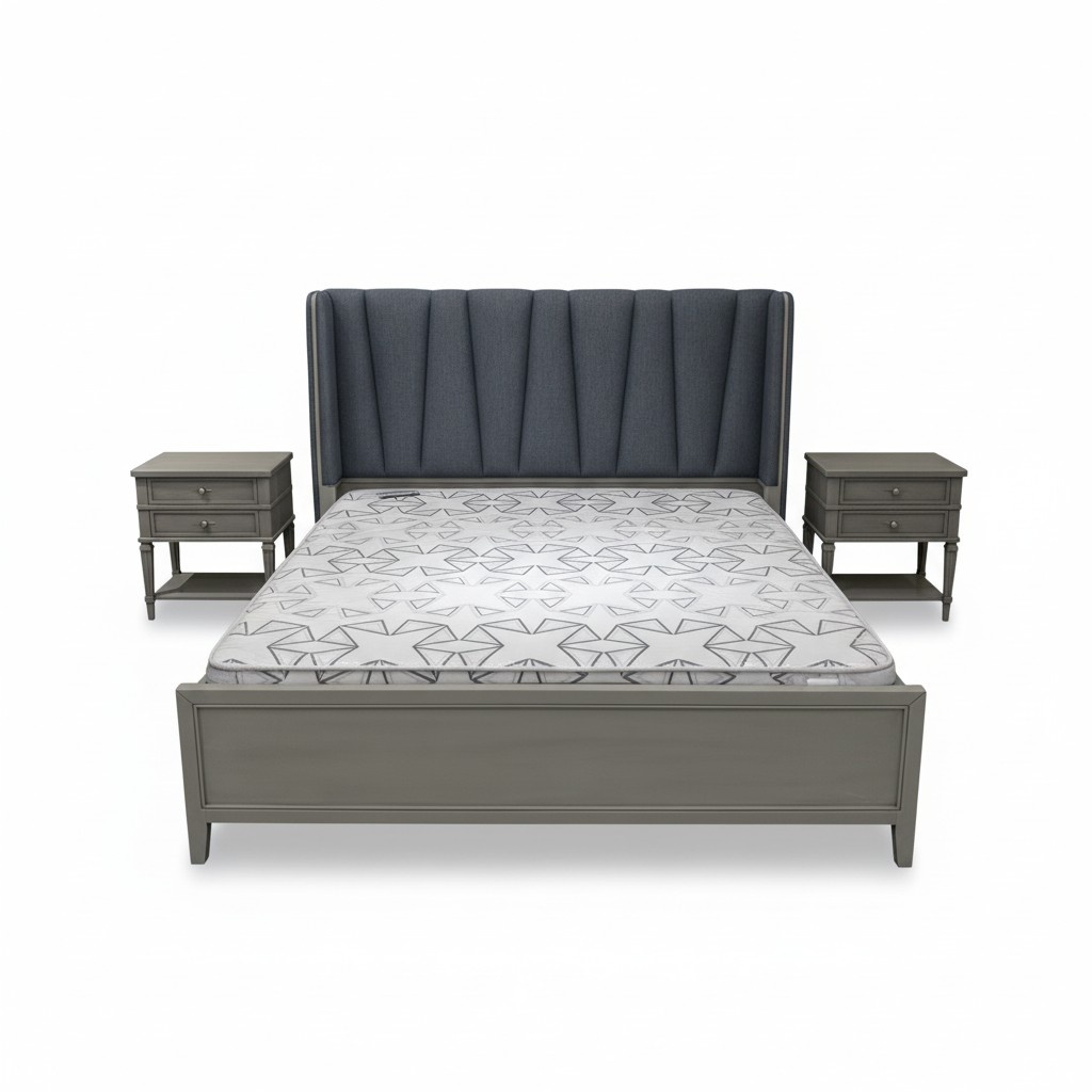 Modernes Bett Polster Design Luxus Doppel Hotel Betten Möbel Ehe Holzbetten Grau