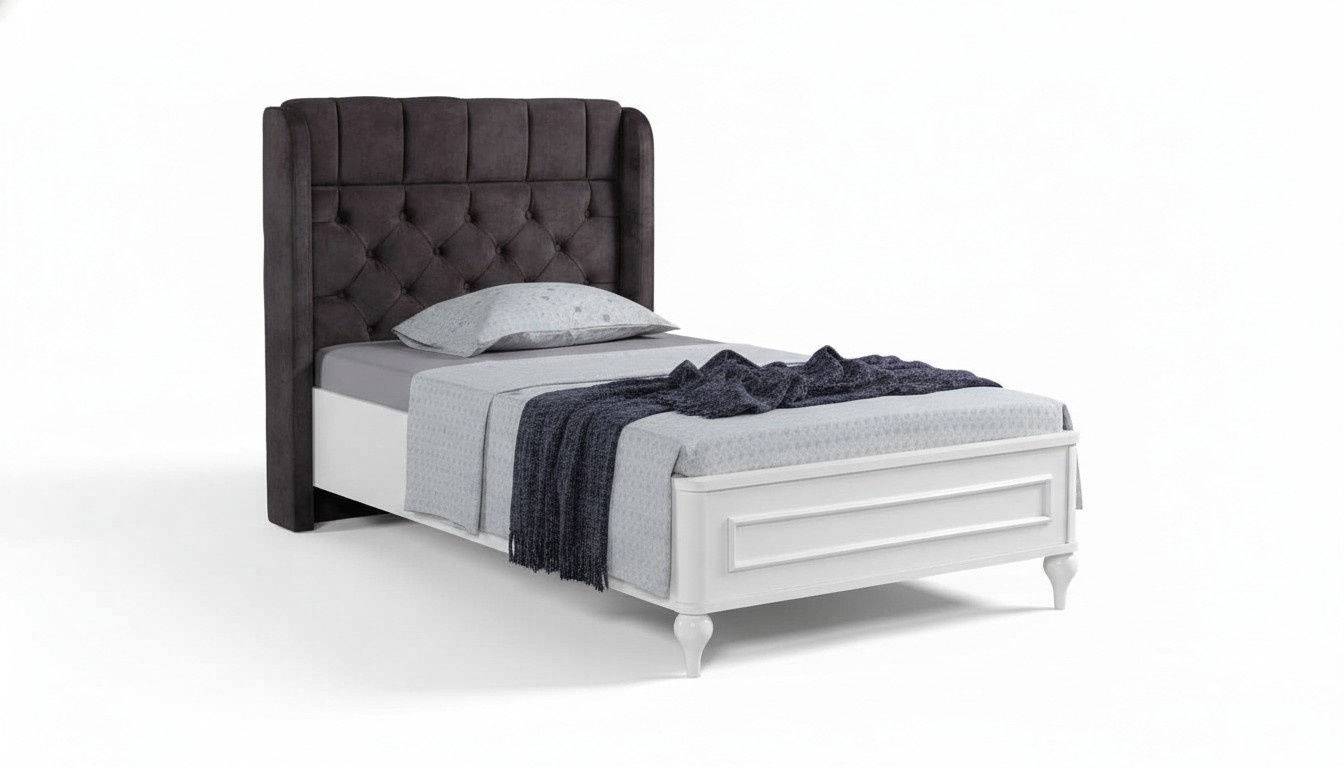 Modernes Chesterfield Kindetbett Einzelbett Nachttisch Stilvolles Set