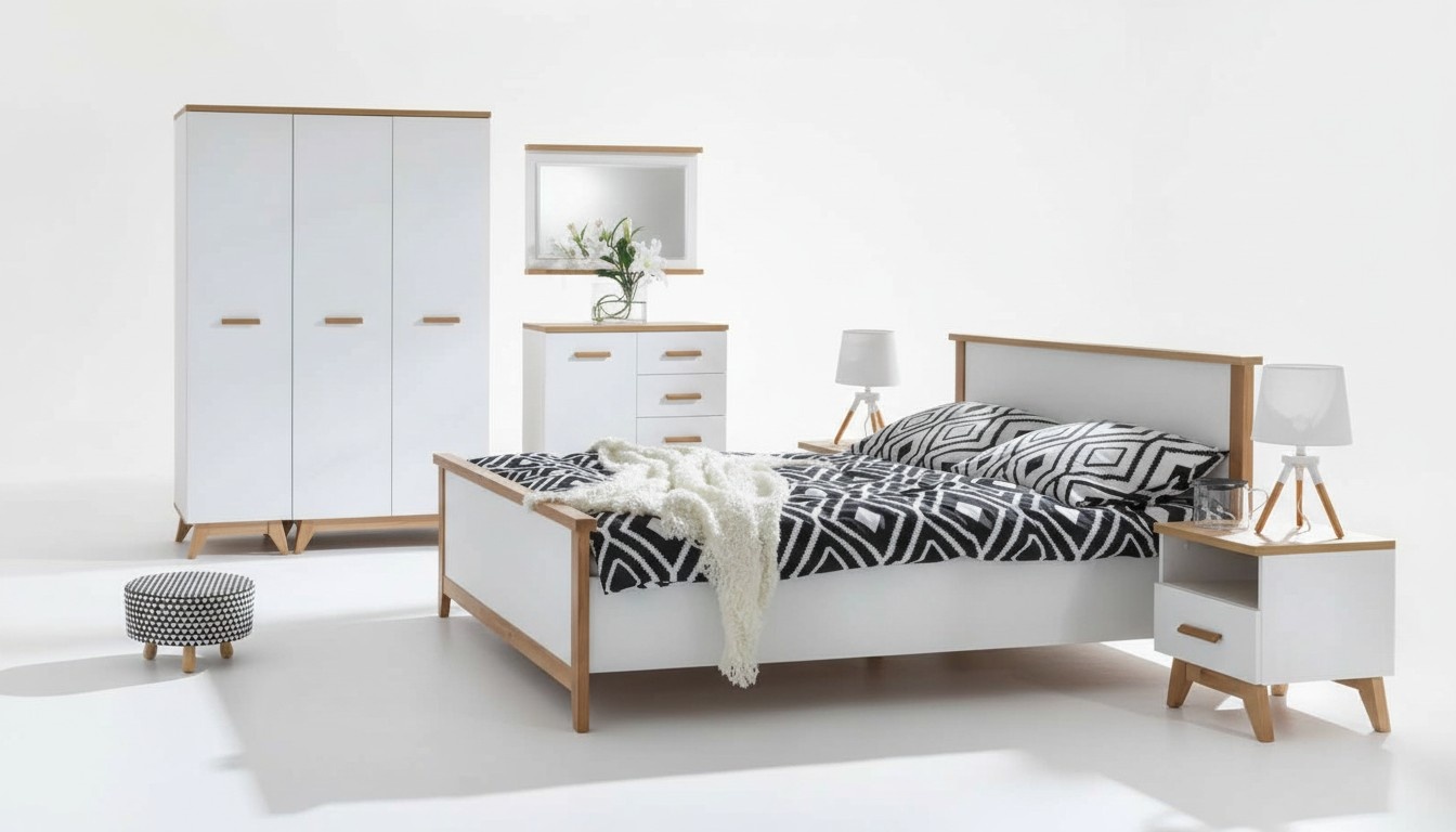 Modernes Designer Holz Bett Schlafzimmer Edles Polster Möbel Doppel