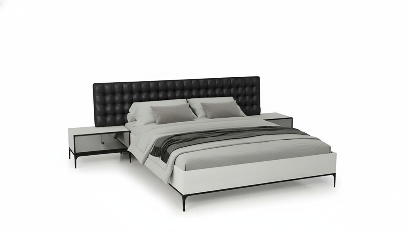 Modernes Doppelbett Weiß Design Polsterbett Bett für Schlafzimmer Ehebett
