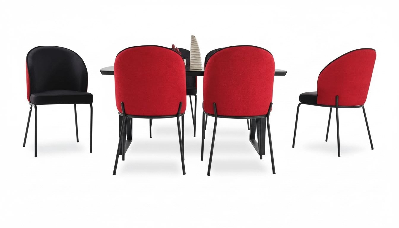 Modernes Set roten schwarzen Stühlen gepolsterter Einzelsitz 6tlg Stühle