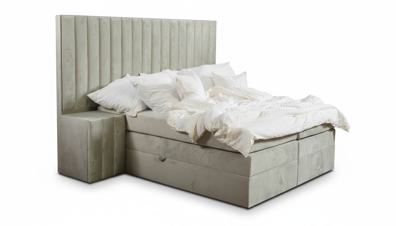 Modernes Taupes Doppelbett 2x Nachttische Schlafzimmer Boxspringbett
