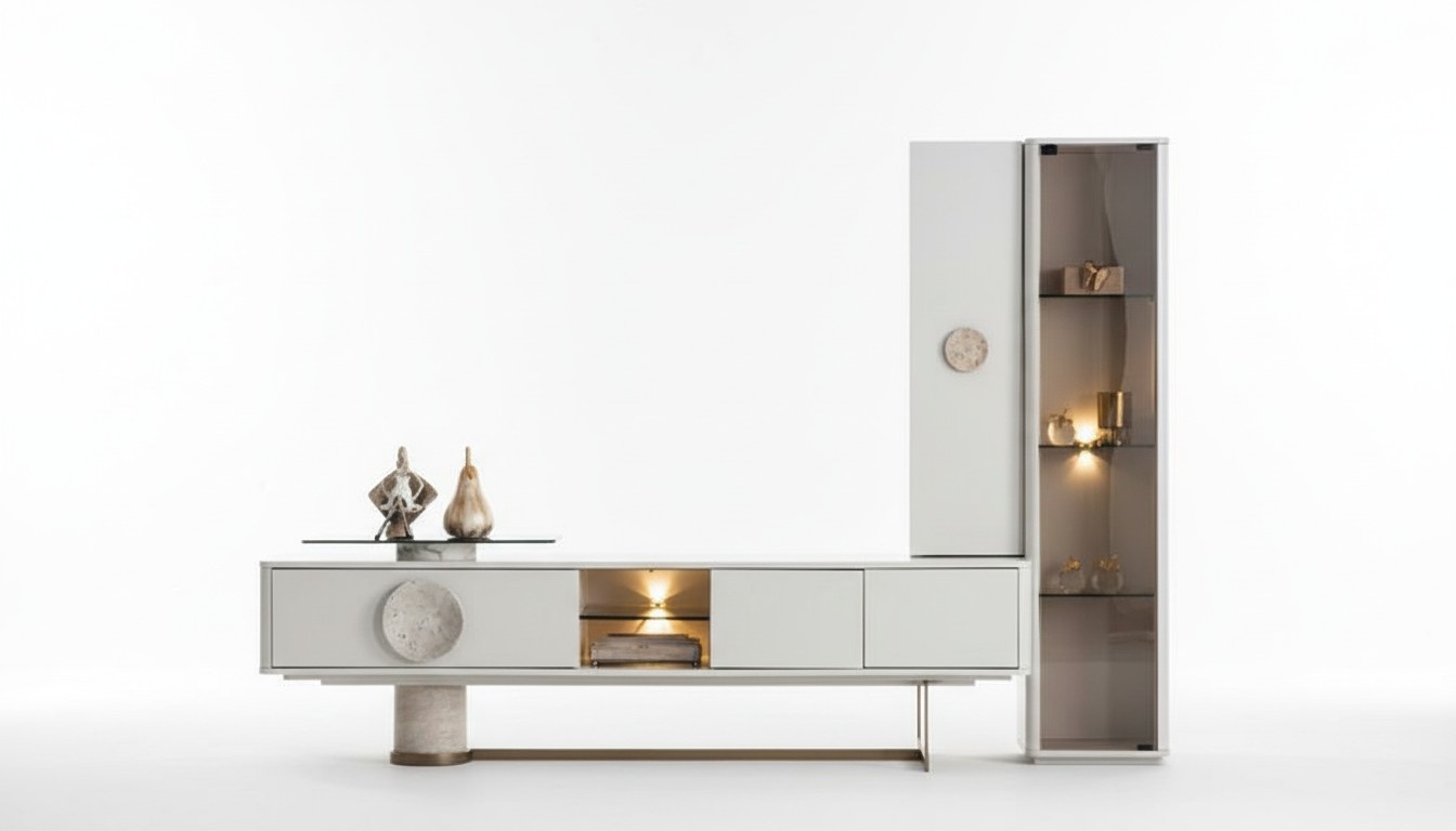 Modernes und Funktionales Design Weißes TV-Unit aus Holz für Wohnzimmer