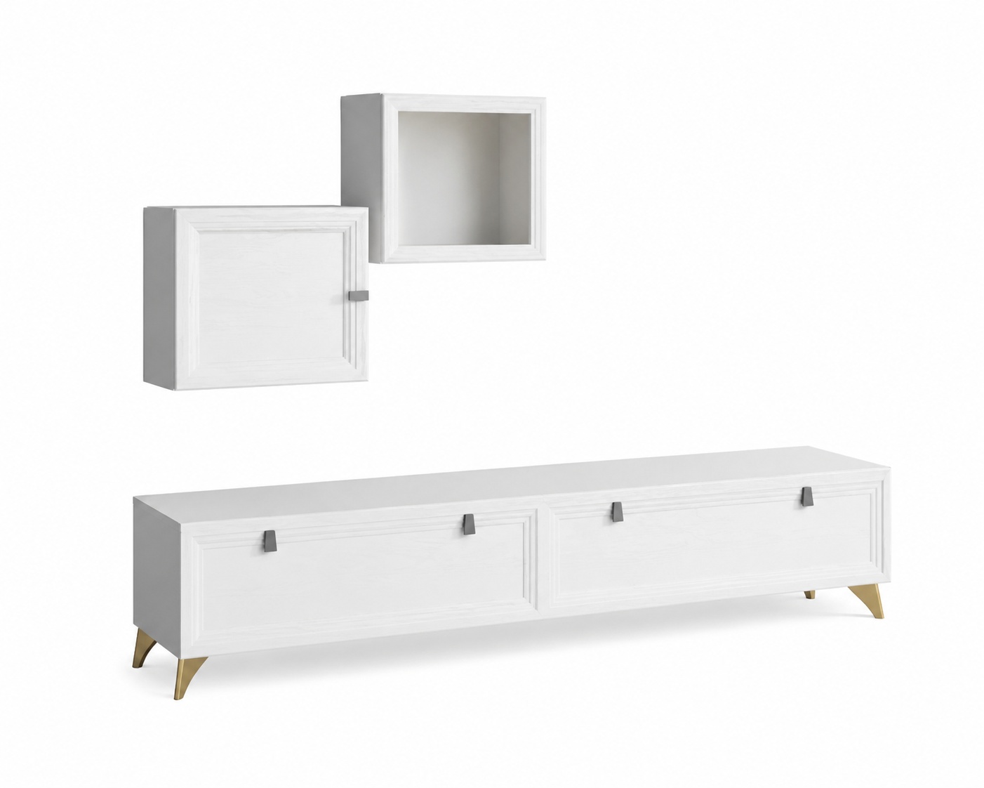 Modernes Wohnzimmerset 2x Wandregale und Sideboard 3tlg