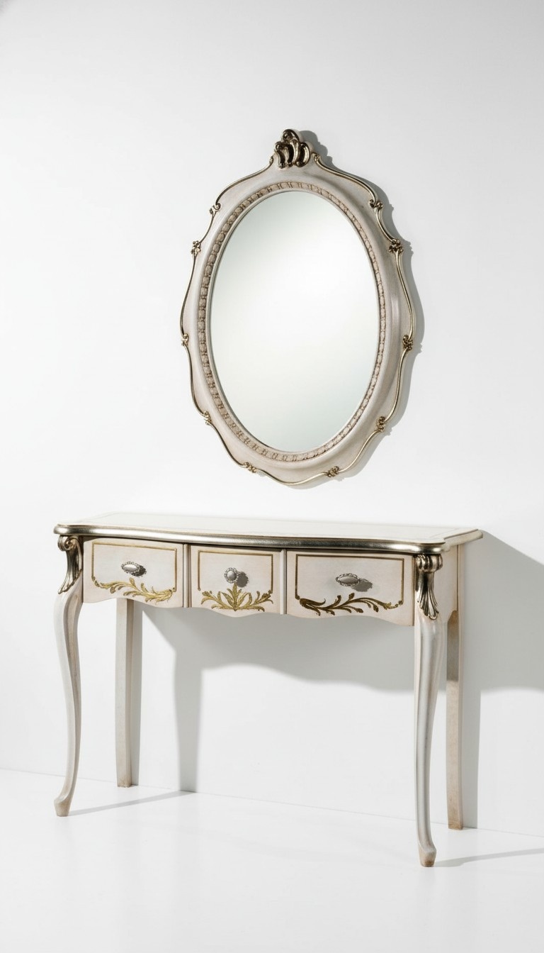 Möbel Barock Luxus Konsolentisch Wandtisch Tisch Weiß Klassischer Holz 106 cm