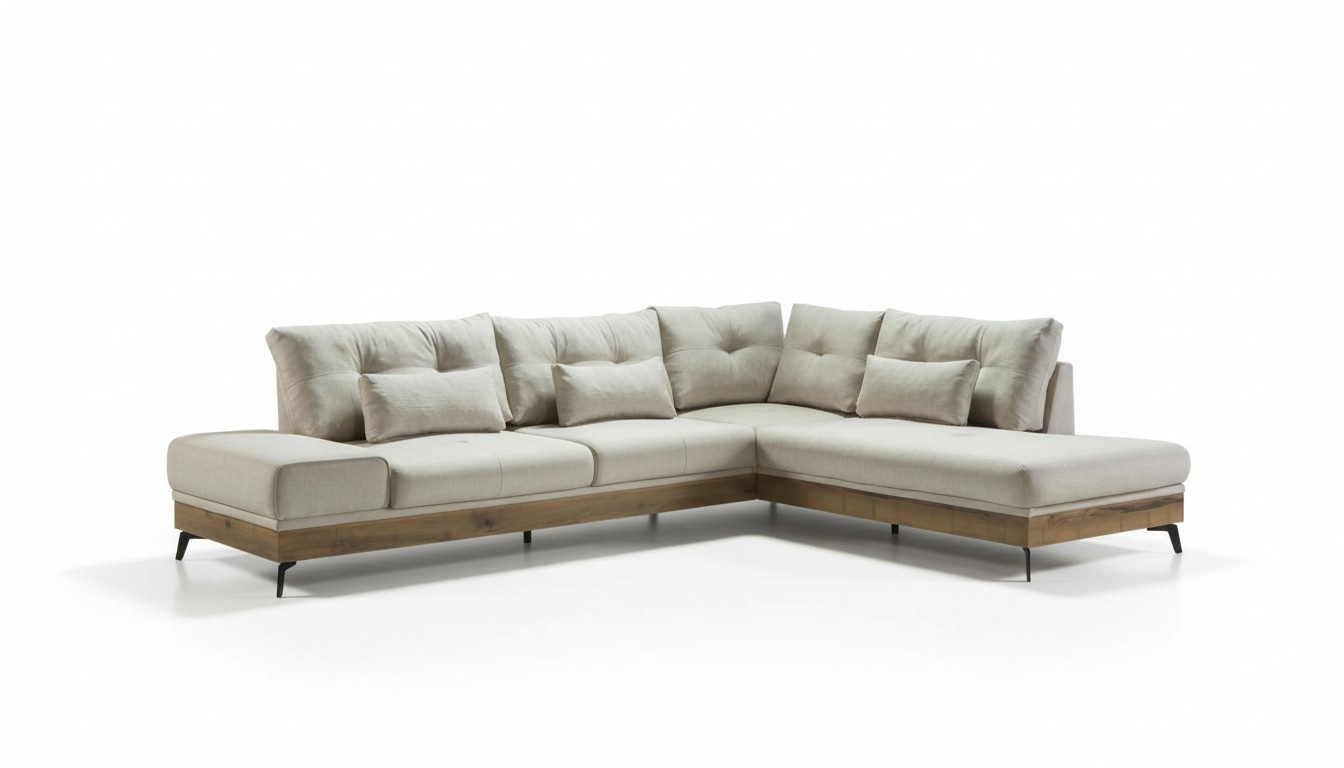 Möbel Ecksofa Holz Couch Wohnzimmer Sofa Couchen Sofas L-Form