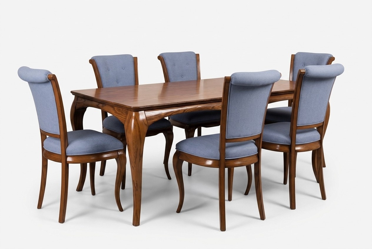 Möbel Möbelgruppe Tisch mit Stühlen + 6 Esstischset 7tlg. Esszimmer