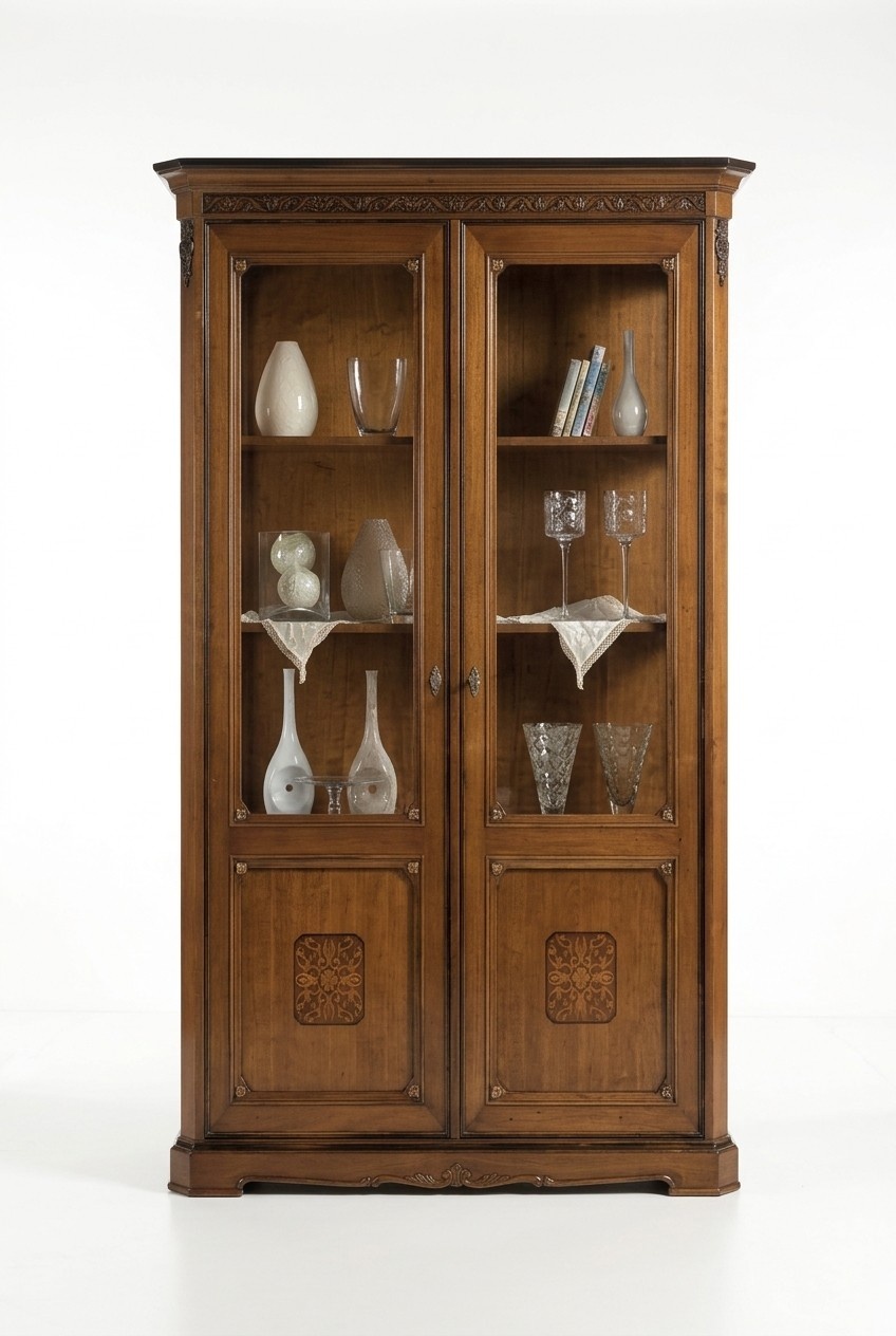 Möbel Großer Holz Braun Vitrine Luxus Vitrineschrank Design Möbel Italienische