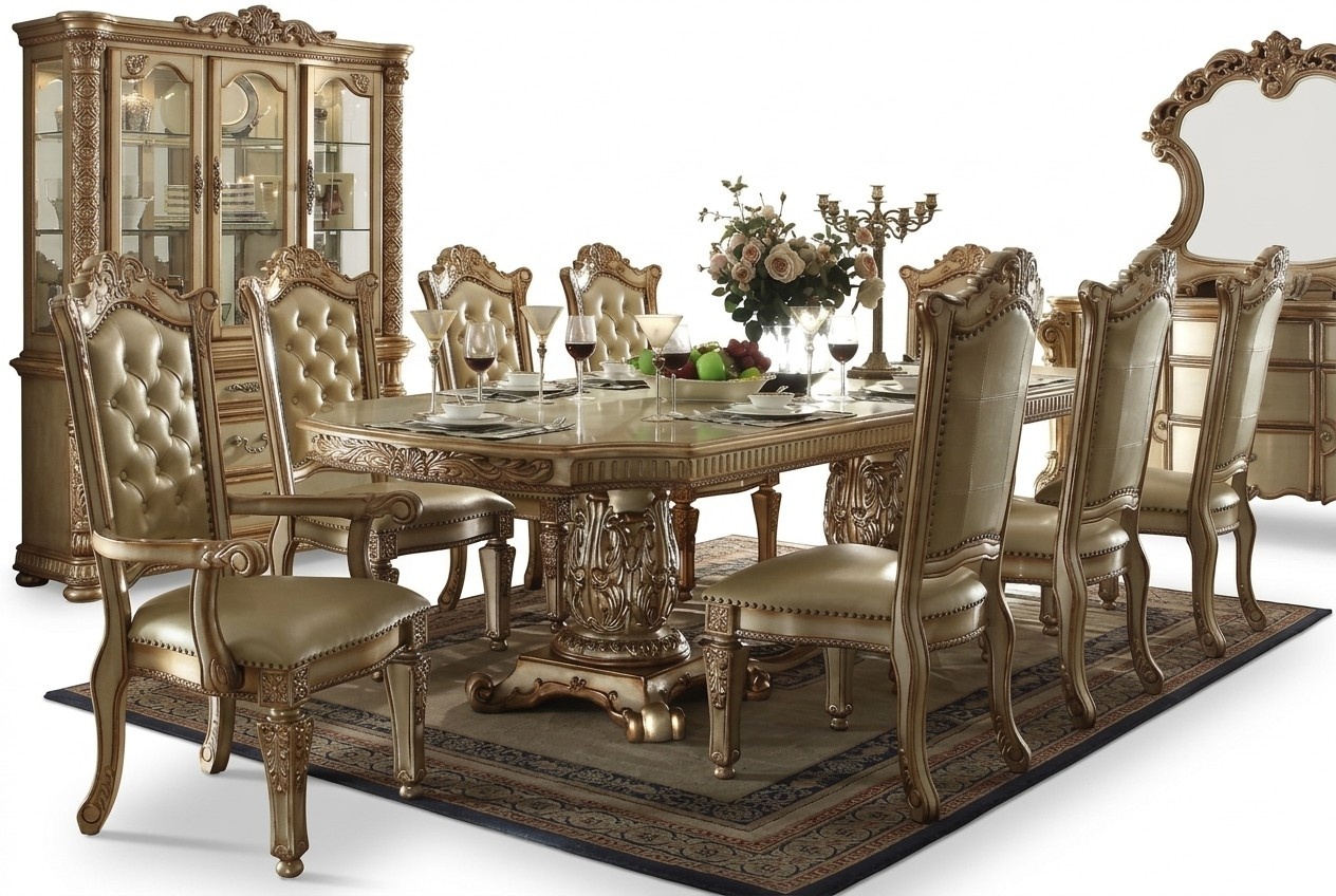 Möbel Tisch + 8x Stuhl Sets Esszimmer Garnitur Holz Komplett Barock