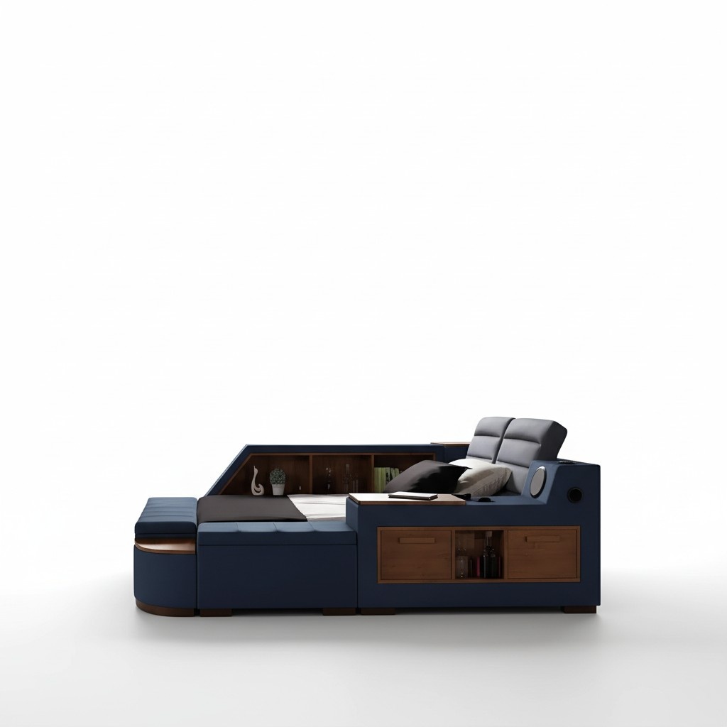 Multifunktion Bett Doppelbetten Modernes Bettgestell Betten 200x200cm Hotel Neu