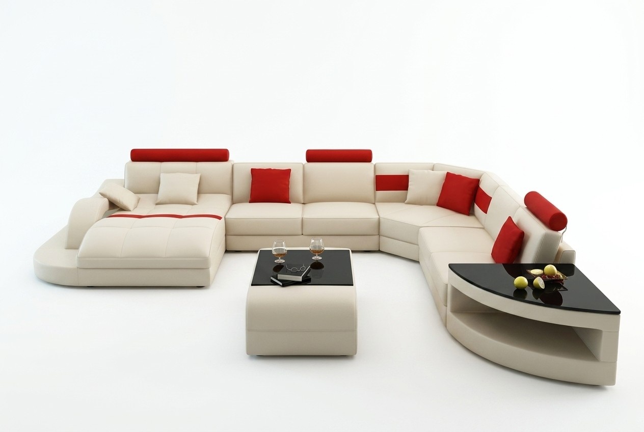 Multifunktion XXL Big Ledersofa Ecksofa mit USB Wohnlandschaft Polster