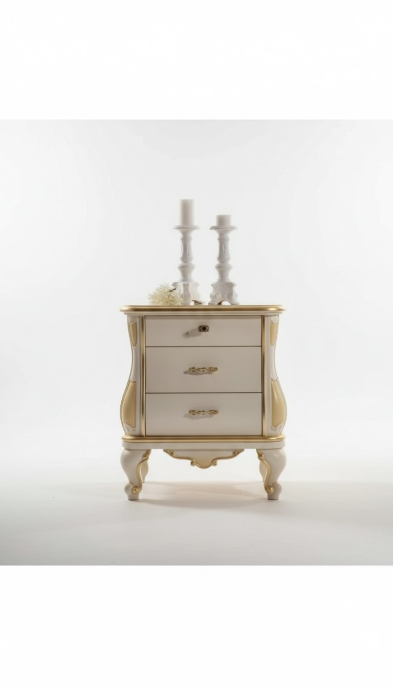 Nachttisch aus weißem Holz im Schlafzimmer klassische Möbel