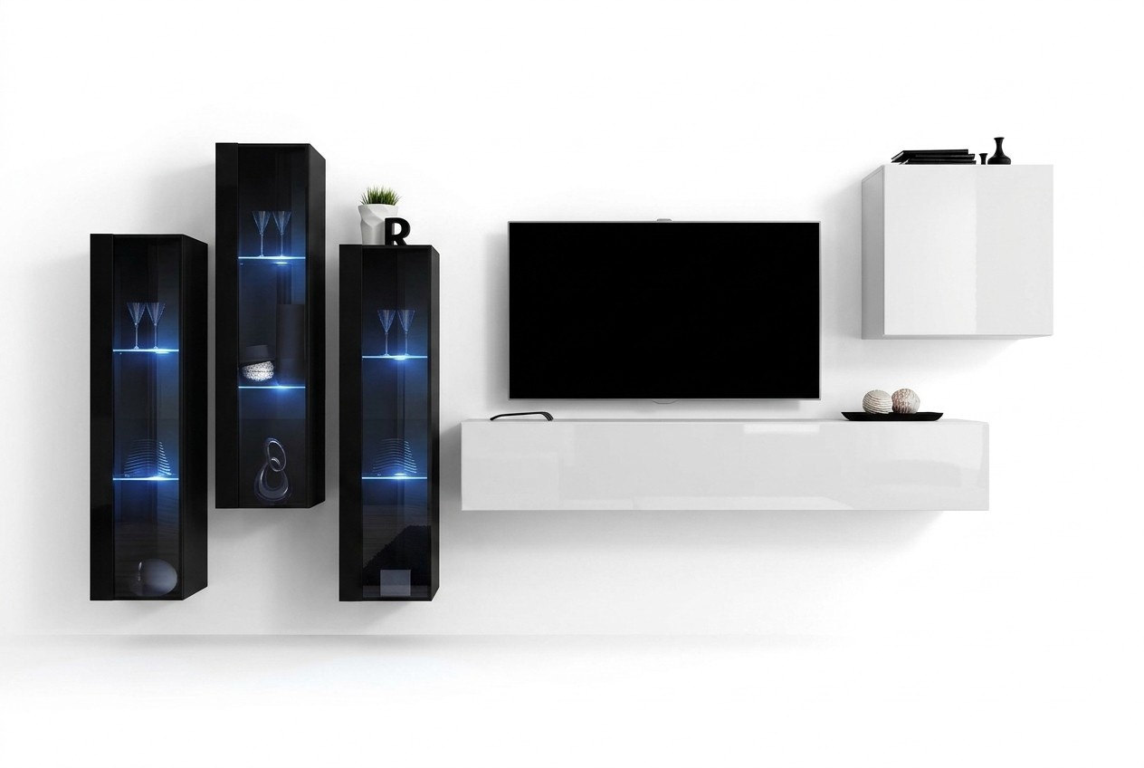 Neu Wohnzimmer Wohnwand Hochglanz Holzmöbel Schrank Moderne Möbel 5tlg