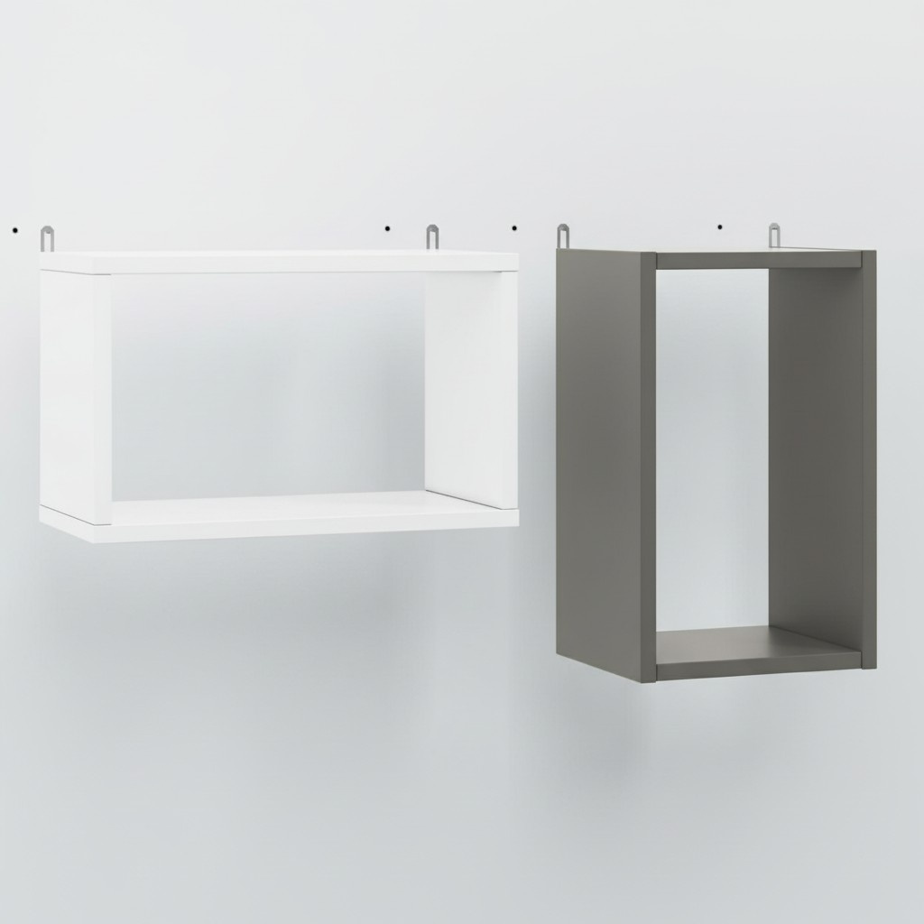 Wandregal in weißen und grauen Farben - hängendes Regal