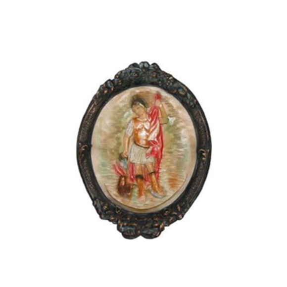 Bilderrahmen mit Seidenmalerei antik stil Alexander der Große Wandrelief